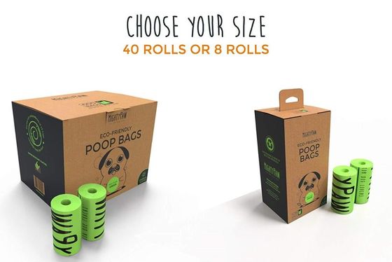 Eco friendly PET  custom printed poop bag holder doggie waste bags with dispenser
