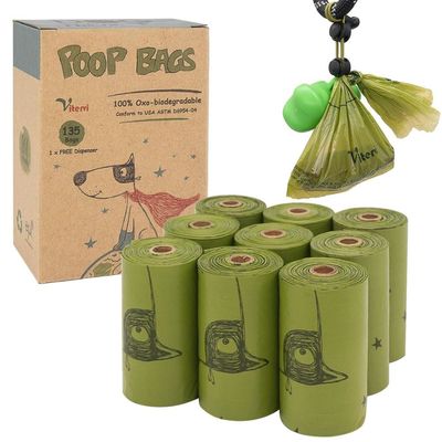 100% Biodegradable Dog Waste Bags Refill Rolls With Dispenser Customization Support