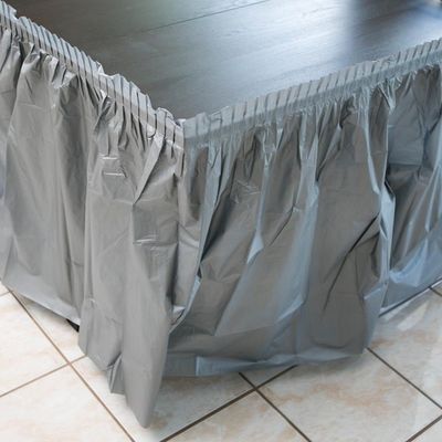 Plain Style Disposable Plastic Table Skirts , Trade Show Table Skirt