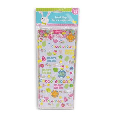 Clear Plastic Packaging Treat Bags With Resurrected Egg / Easter Bunny Print